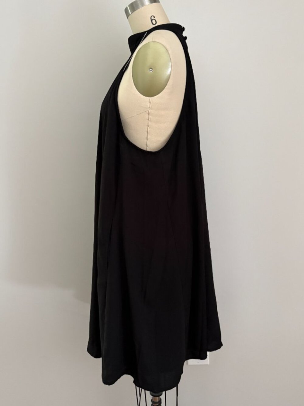 LULUS Black Halter Dress High Neck Flowy Shift Edgy Cocktail Chic Whimsigoth XL - Picture 2 of 9